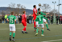 René Hirschka (FC Rottenburg, #05, Kapitän) beim Kopfball auf das Tor), FC Rottenburg vs. SV Wurmlingen, Fussball, Bezirksliga Alb, 21. Spieltag, Saison 2023/24, 17.03.2024
Foto: Ralph Kunze
