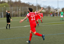 FC Rottenburg vs. SV Wurmlingen, Fussball, Bezirksliga Alb, 21. Spieltag, Saison 2023/24, 17.03.2024
Foto: Ralph Kunze, Patrick Francisco (FC Rottenburg, #23), Tor zum 1:0, Torjubel