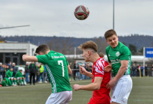 Jakob Bader (FC Rottenburg, #12), Kopfballduell, FC Rottenburg vs. SV Wurmlingen, Fussball, Bezirksliga Alb, 21. Spieltag, Saison 2023/24, 17.03.2024
Foto: Ralph Kunze