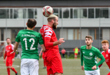 Kopfballduell, Stefan Seidel (FC Rottenburg, #07), Patrick Schuster (SV Wurmlingen, #12), FC Rottenburg vs. SV Wurmlingen, Fussball, Bezirksliga Alb, 21. Spieltag, Saison 2023/24, 17.03.2024
Foto: Ralph Kunze