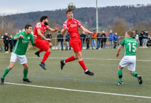 Kopfball von Jakob Bader (FC Rotenburg, #12), FC Rottenburg vs. SV Wurmlingen, Fussball, Bezirksliga Alb, 21. Spieltag, Saison 2023/24, 17.03.2024
Foto: Ralph Kunze
