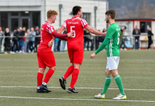 Torjubel, Rene Hirschka (FC Rottenburg, #05, Kapitaen), Lukas Behr (FC Rottenburg, #11), FC Rottenburg vs. SV Wurmlingen, Fussball, Bezirksliga Alb, 21. Spieltag, Saison 2023/24, 17.03.2024
Foto: Ralph Kunze