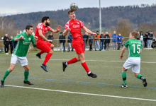 Kopfball von Jakob Bader (FC Rotenburg, #12), FC Rottenburg vs. SV Wurmlingen, Fussball, Bezirksliga Alb, 21. Spieltag, Saison 2023/24, 17.03.2024
Foto: Ralph Kunze